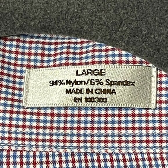 Peter Millar Crown Sport Mens Size Large Long Sleeve Blue Red Dress Shirt - Picture 5 of 9